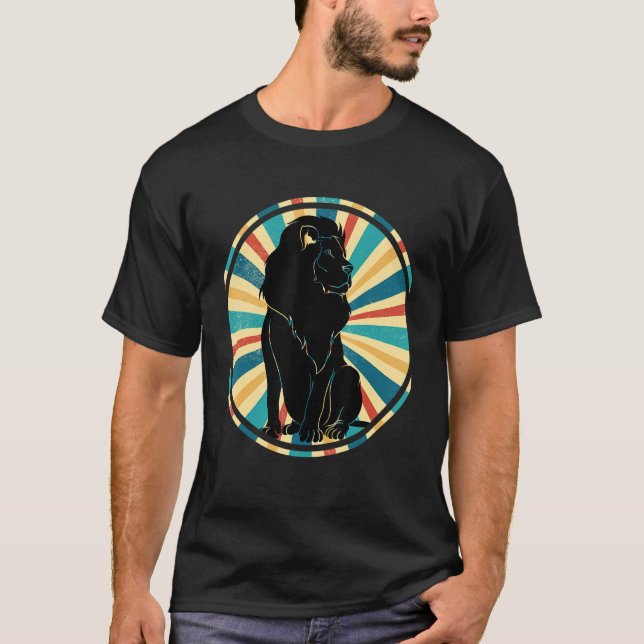 T-shirt Zoo Animal King Retro Afrique Safari Lion (Devant)