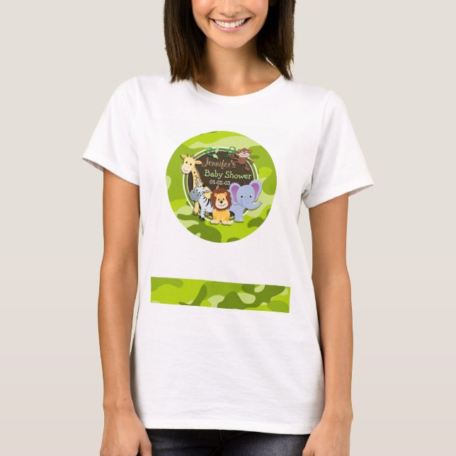 T-shirt Zoo Animaux; camo vert vif, camouflage (Devant)