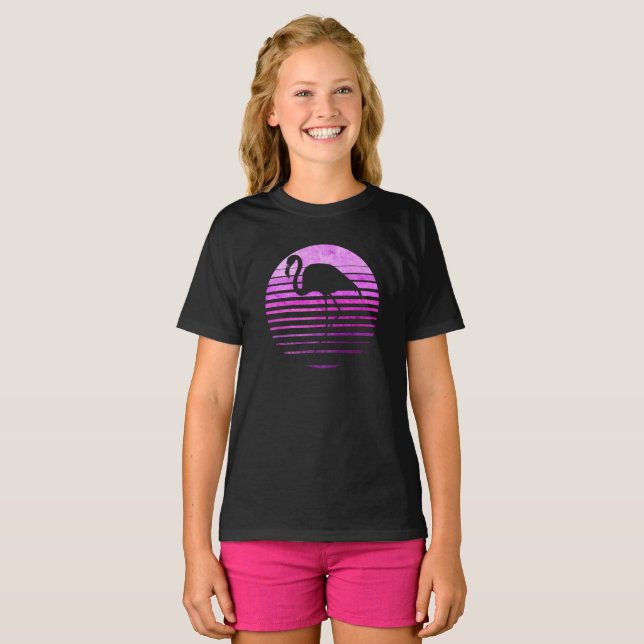 T-shirt Zoo Flamant rose Animal Tropique Été Lever du sole (Devant entier)