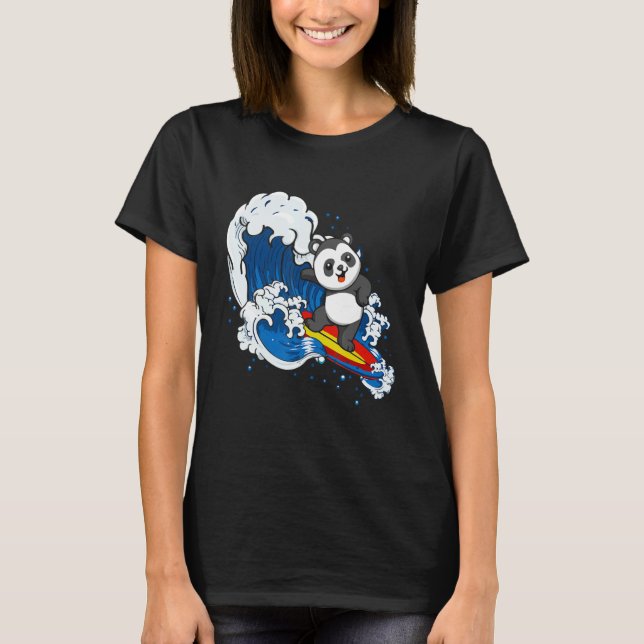 T-shirt Zookeeping Surfing Wildlife Animal Panda Bear Surf (Devant)