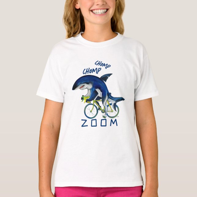 T-shirt Zoom Requin Vitesse Sur Un Vélo (Devant)