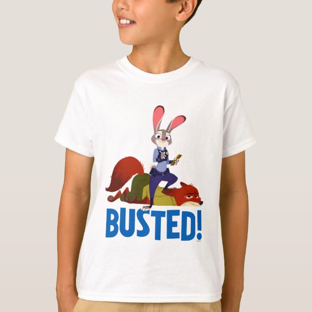 T-shirt Zootopie| Judy Hopps & Nick Wilde - Busted! (Devant)