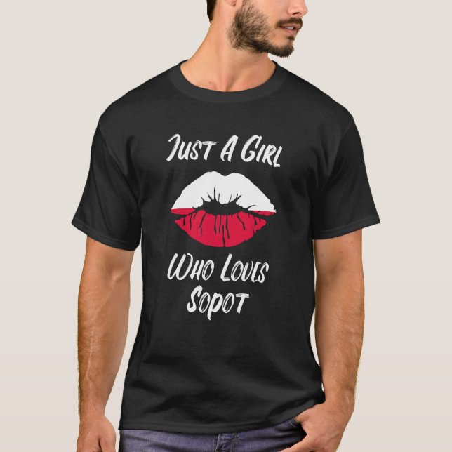 T-shirt Zoppot Lèvres Bouche Amour Polonais Drapeau (Devant)