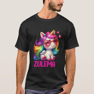 T-shirt Zulema Nom Personnalisé Licorne Colorée Femmes Gi