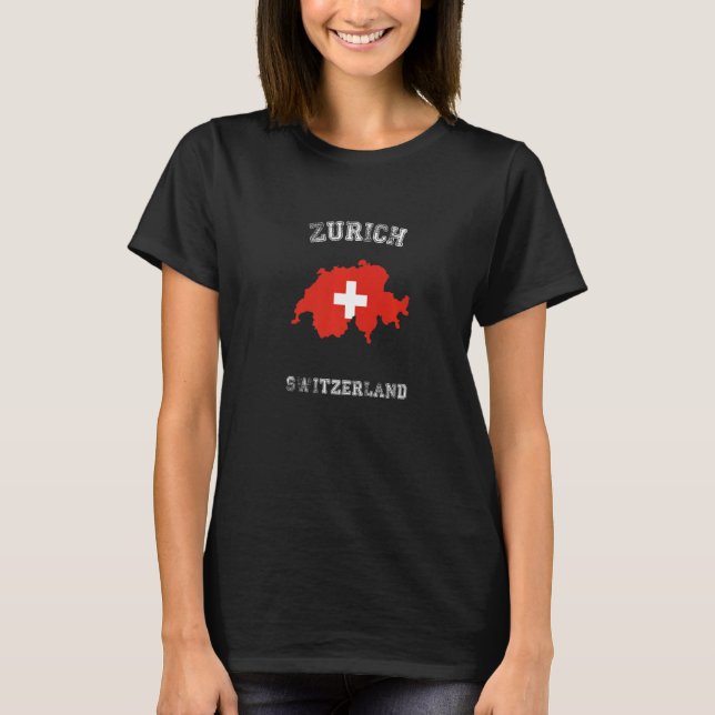 T-shirt Zurich Switzerland Classic Switzerland Flag Map (Devant)