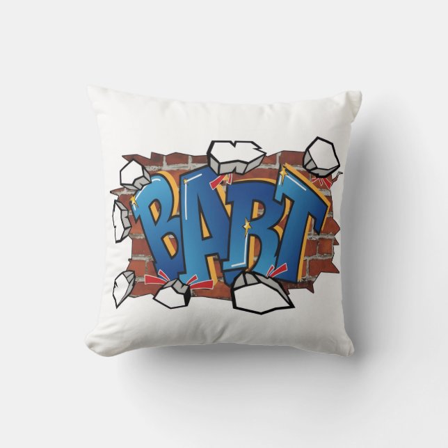 T-ShirtBART" Urban Graffiti Art - Breaking Through Throw Pillow (Front)