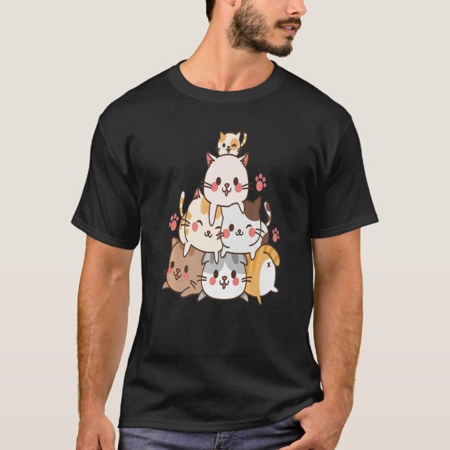 T-Shirtcute little Cats playing build Wall for kit T-Shirt (Front)