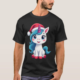 T-shirts à manches courtes licorne Noël_Père Noël 
