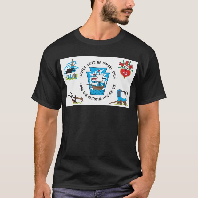 T-shirts allemand de drapeau de la Pennsylvanie (Devant)