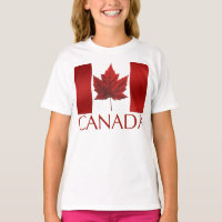 T-shirts Canada Flag Girls Enfants Canada Souvenir