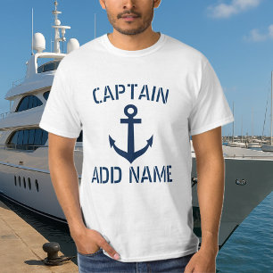 T-shirts d'ancrage personnalisés du nom du capitai