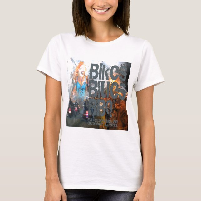 T-shirts de BBQ de bleus de vélos (Devant)