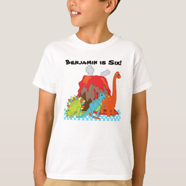 T-shirts de coutume d'anniversaire de dinosaure de (Devant)