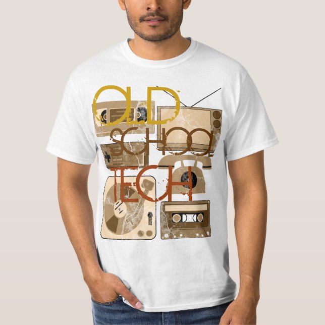 T-shirts de la sépia 80s de technologie de vieille (Devant)