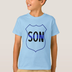 T-shirts du garçon de la Ligne Bleue Mince de la P