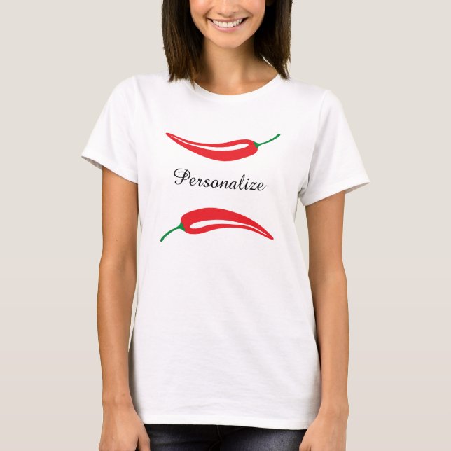 T-shirts d'un rouge ardent de poivre de piment des (Devant)