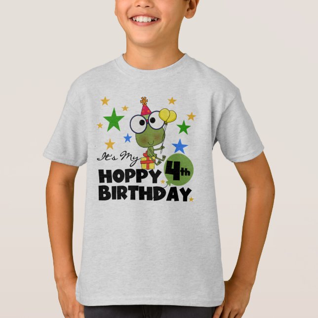 T-shirts et cadeaux 4th Birthday Frog Hoppy (Devant)