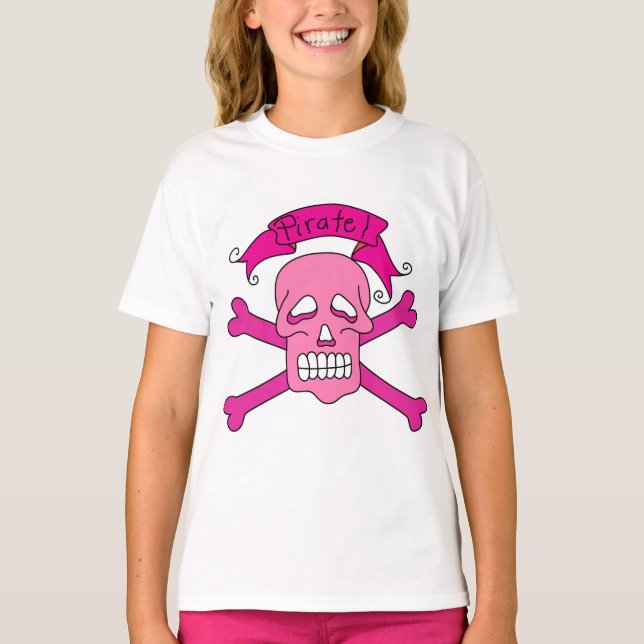 T-shirts et cadeaux crâne rose et os croisés (Devant)