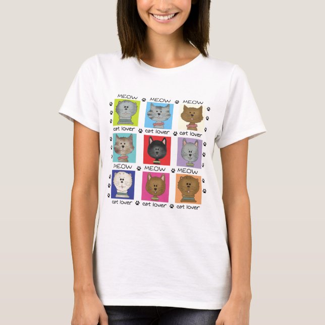 T-shirts et cadeaux d'amoureux des chats de Meow (Devant)