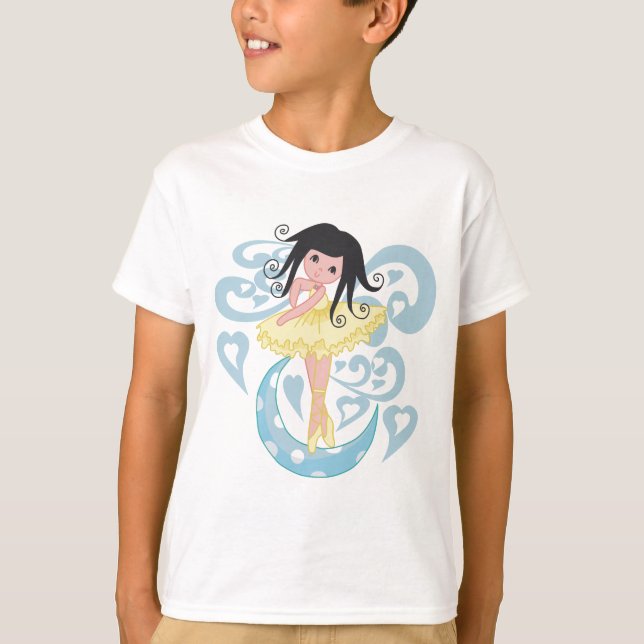 T-shirts et cadeaux de ballerine de cheveux noirs (Devant)