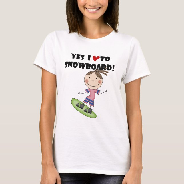 T-shirts et cadeaux de fille de snowboarding (Devant)