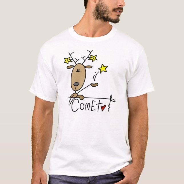 T-shirts et cadeaux de Noël de renne de comète (Devant)