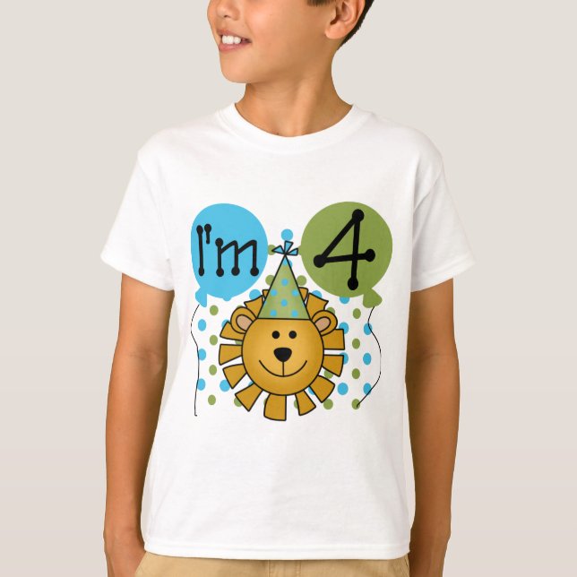 T-shirts et cadeaux Lion 4th Birthday (Devant)