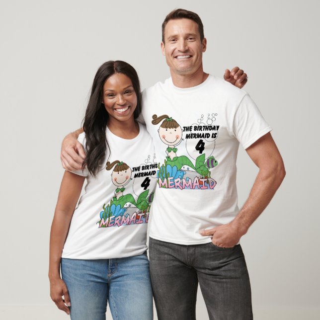 T-shirts et cadeaux Mermaid 4th Birthday (Unisexe)