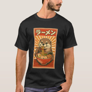 T-shirts graphiques drôles de Ramen de loutre Kawa