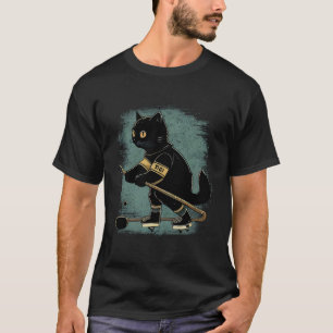 T-shirts graphiques rétro de hockey Black Cat pour