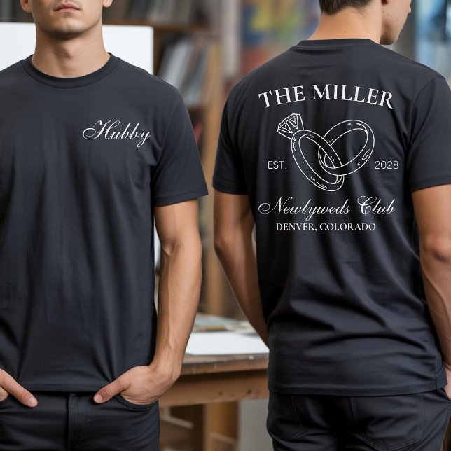 T-shirts personnalisés M. et Mme Newlyweds (personalized newlywed shirts, mr and mrs honeymoon tee, wedding gift shirts, bride and groom shirts)