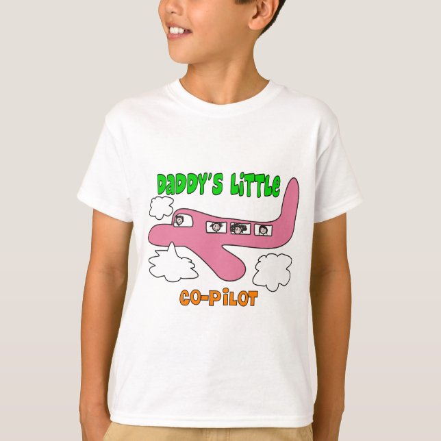 T-shirts petit du "co-pilote du papa" des enfants (Devant)