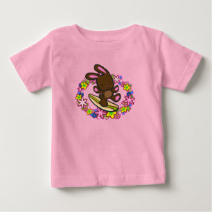 T-Shirts pour bébés de lapin à surf au chocolat