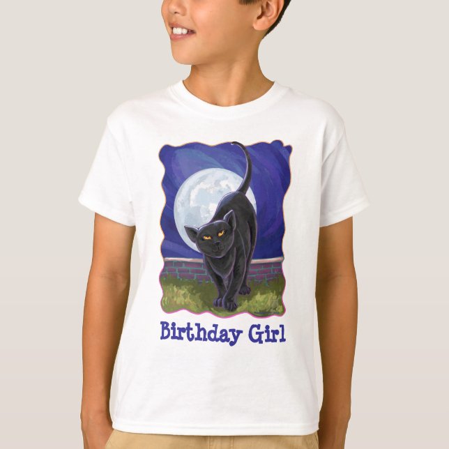 T-shirts pour fille d'anniversaire de chats noirs (Devant)