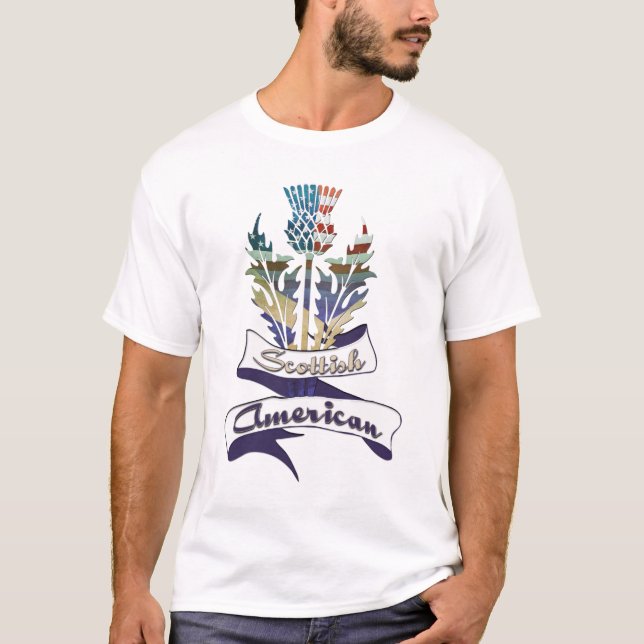 T-shirts pour hommes de chardons écossais américai (Devant)