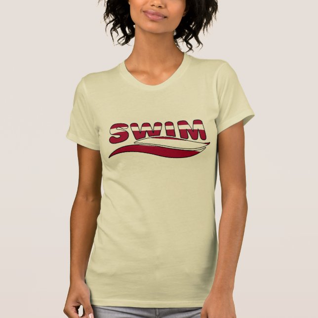 T-shirts rouge de bain de dames de conception (Devant)