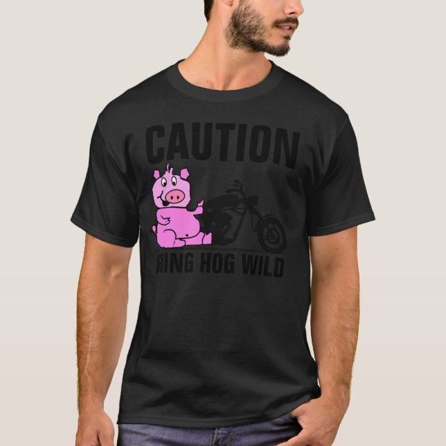 T-shirts SAUVAGE de motard de PORC, moto (Devant)
