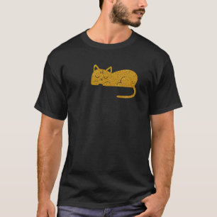 T-shirts silhouette de chat au repos Glitter Gold