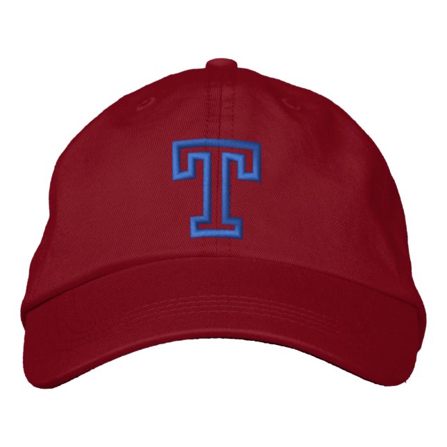 "T" Small Athletic Letter Embroidered Hat (Front)