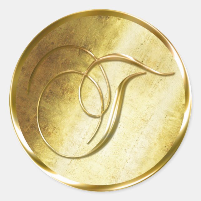 T Stickers d'enveloppes d'or Monogram Faux (Devant)