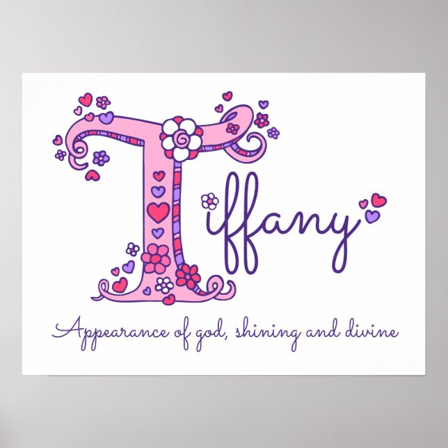 T Tiffany initial doodle art name meaning Poster (Front)