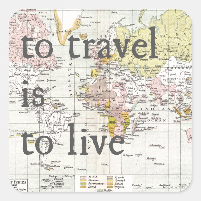 T Travel is To Live Square Sticker (Front)
