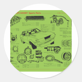 TA22 Celica Tosco Parts Poster Classic Round Sticker