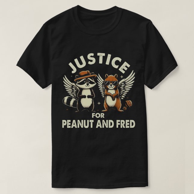 TA41-Justice For Peanut & Fred Squirrel Raccoon T-Shirt (Design Front)