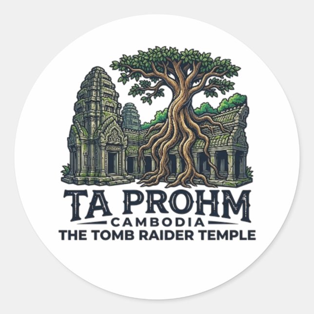 TA PRHOM TEMPLE CLASSIC ROUND STICKER (Front)
