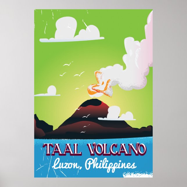 Taal Volcano Volcano Philipp affiche de voyage vin (Devant)