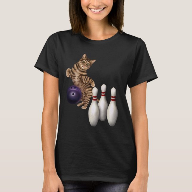 Tab Funny Cat Bowling  T-Shirt (Front)