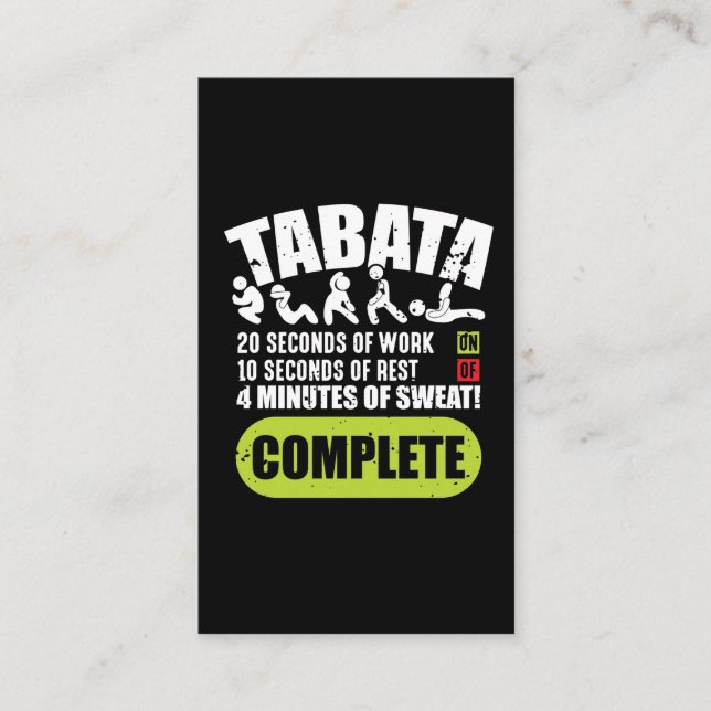 Tabata Workout Fitness Bootcamp Cardio Business Card (Front)