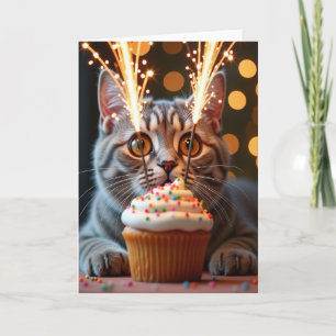 Tabby Birthday Sparkler Card