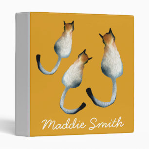 Tabby black and brown cat illustration binder